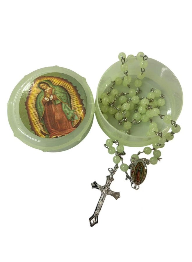 CLGIFT Set of 12 Virgin of Guadalupe (Virgen De Guadalupe) glow in dark rosary baptsim Rosary/religious favor/ 18inches drop down - Image 1